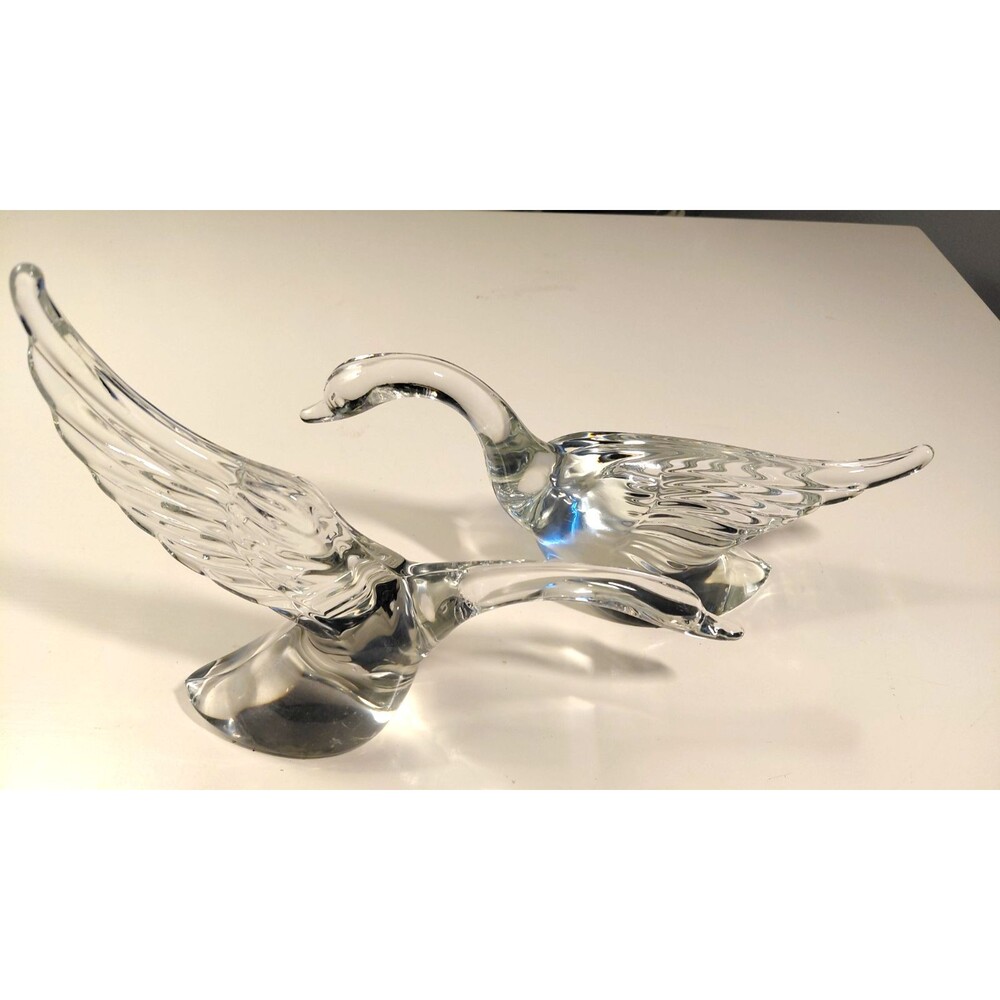 Pair of Vintage Heisey Pressed Glass Swans Brilliant Flowing Design